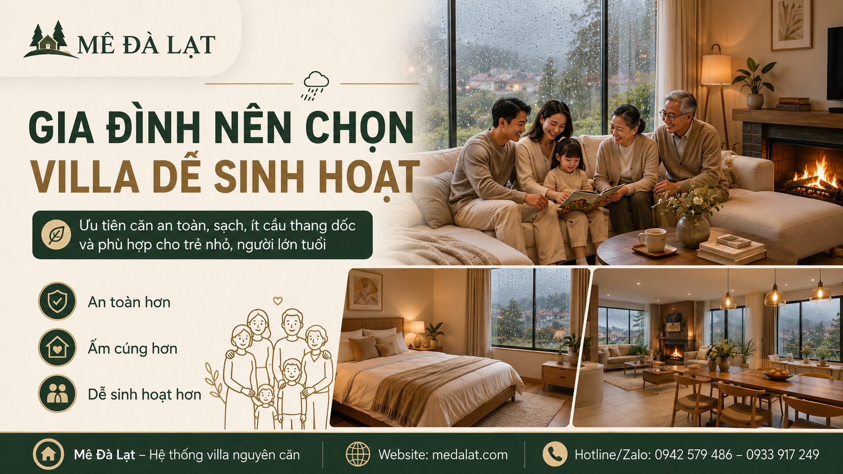 illa Đà Lạt mùa mưa phù hợp cho gia đình có trẻ nhỏ và người lớn tuổi