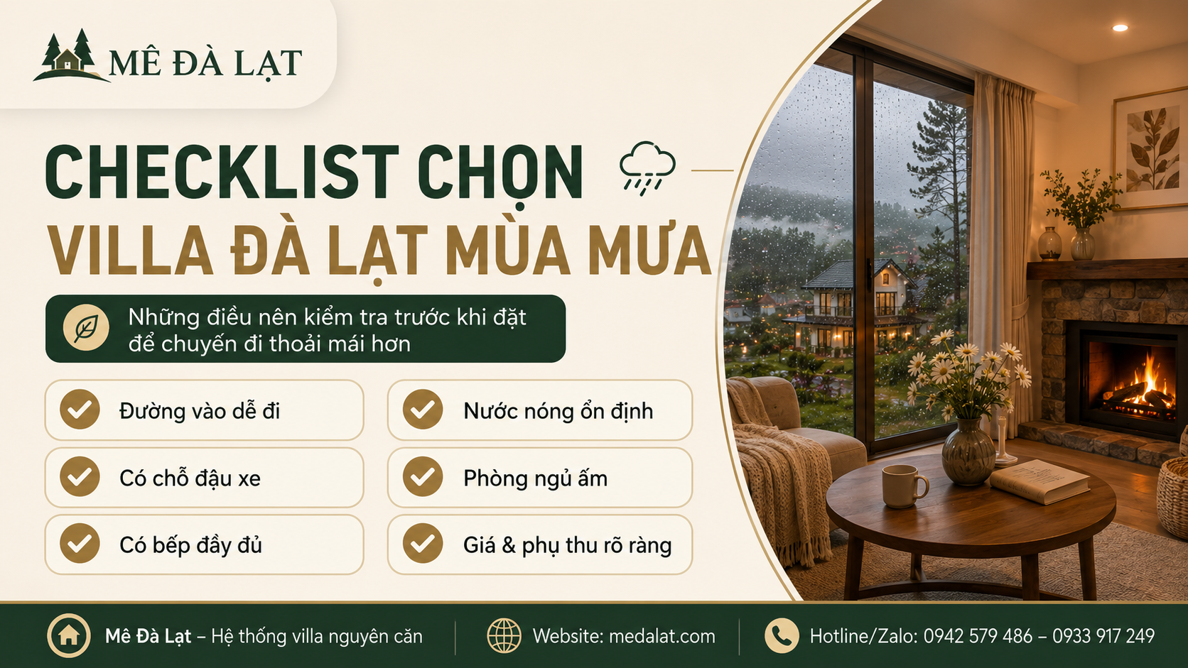 Checklist chọn villa Đà Lạt mùa mưa