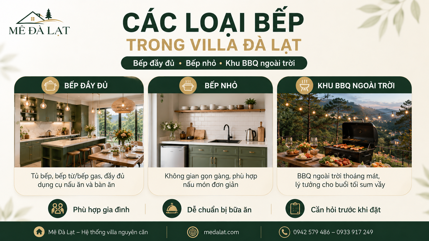 Các loại bếp thường có trong villa Đà Lạt nguyên căn