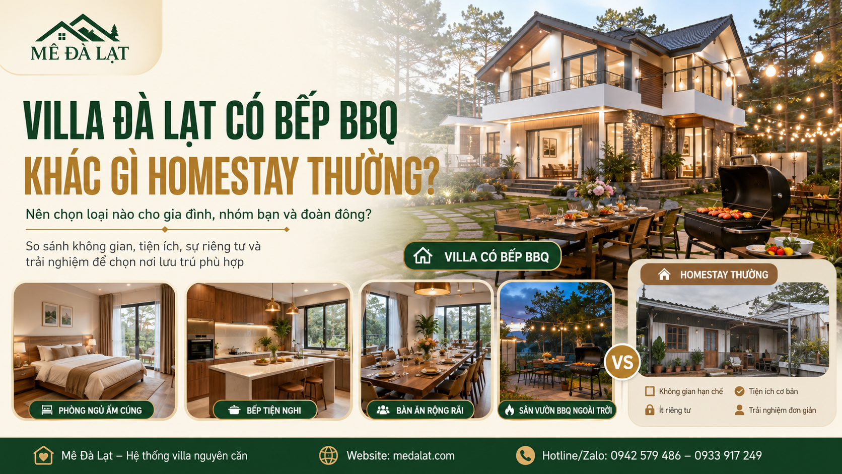 Villa Đà Lạt có bếp BBQ khác gì homestay thường