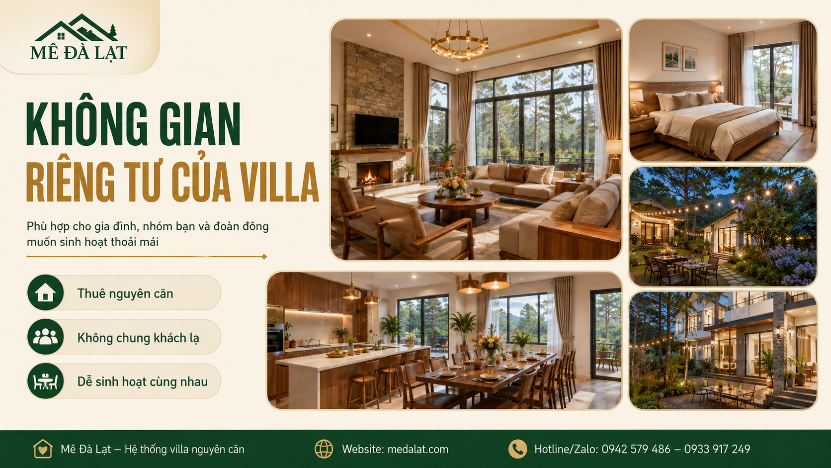 Không gian riêng tư của villa Đà Lạt có bếp BBQ cho nhóm đông