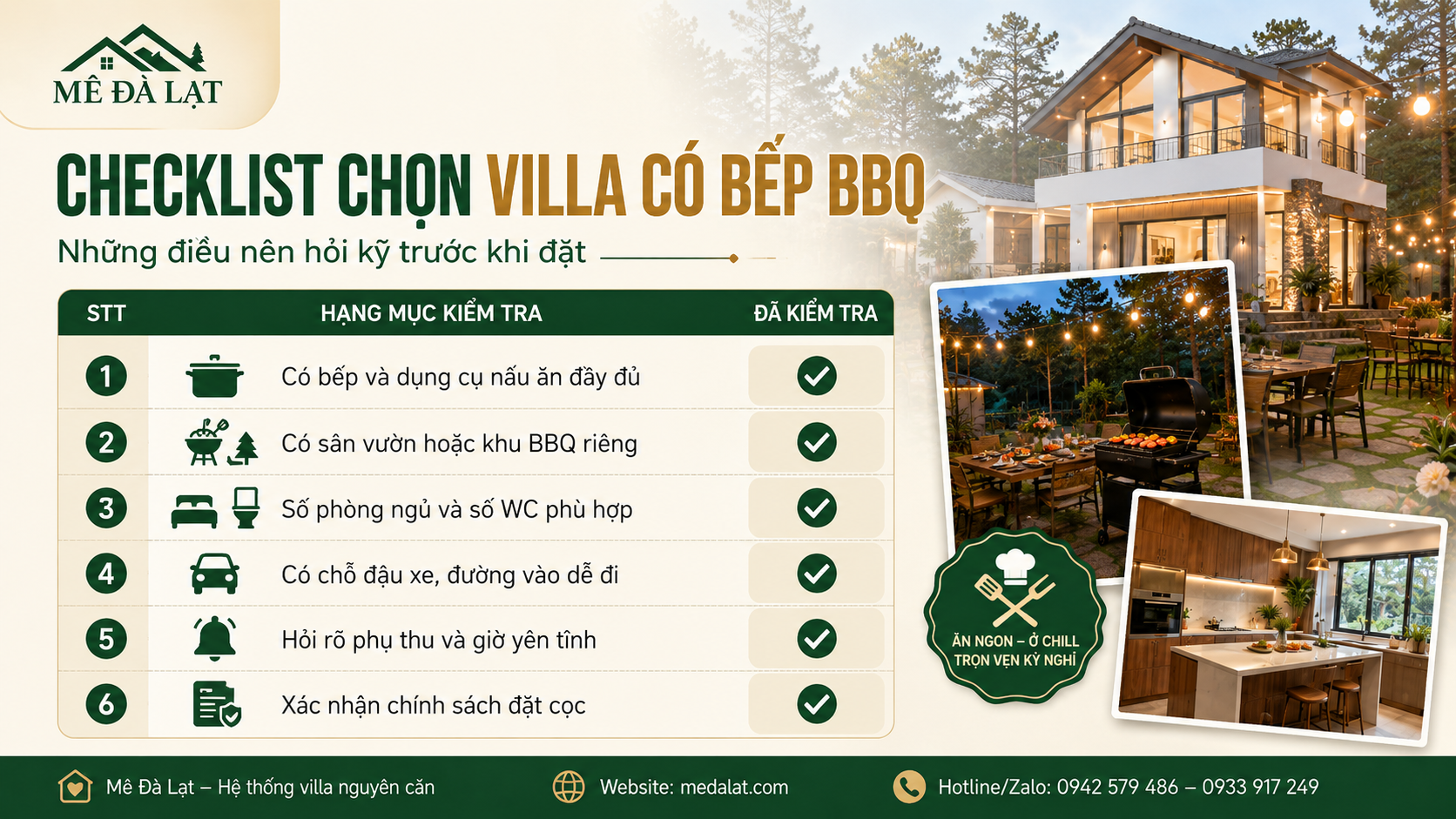 Checklist chọn villa Đà Lạt có bếp BBQ trước khi đặt