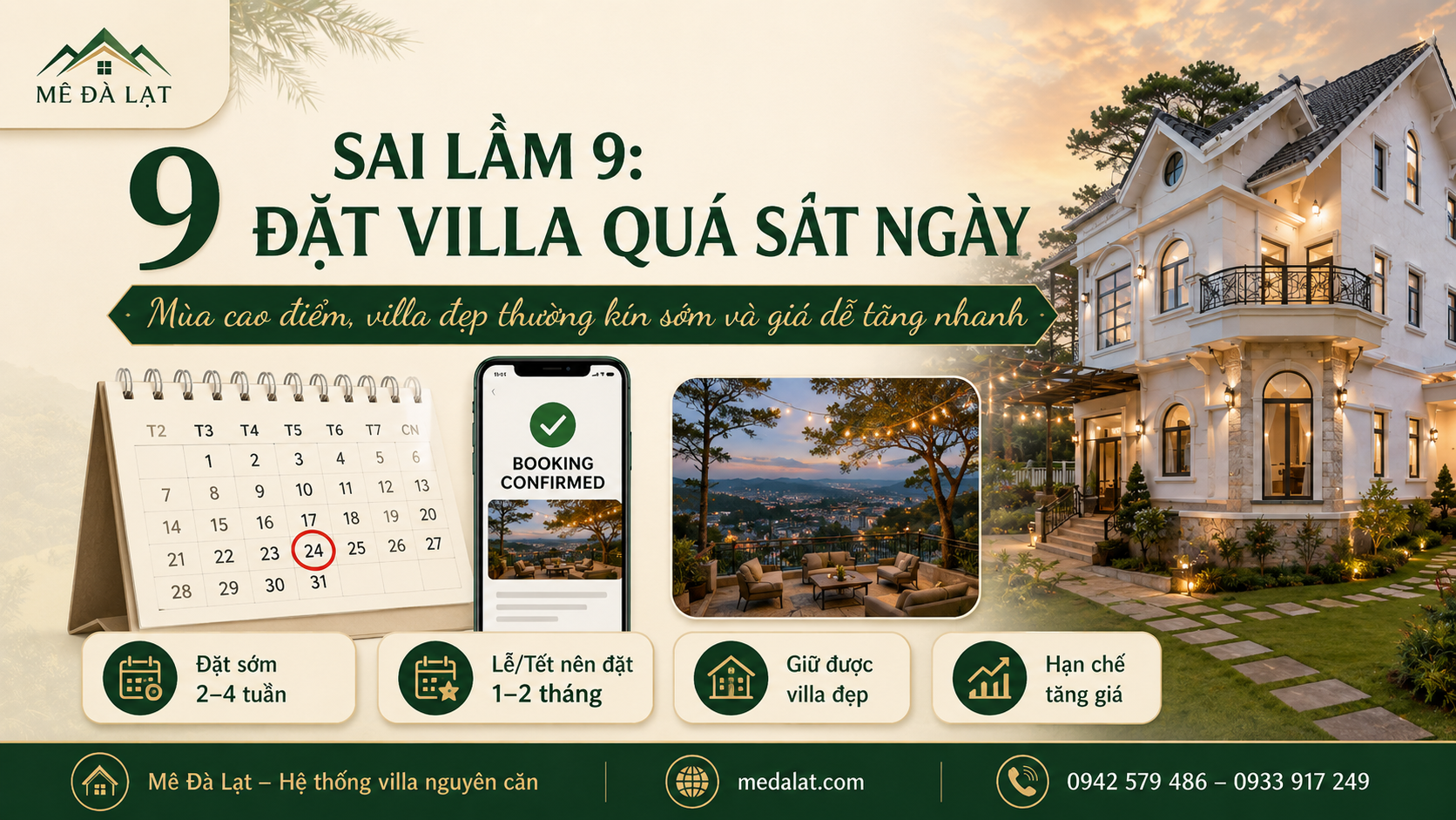 Đặt villa Đà Lạt mùa cao điểm