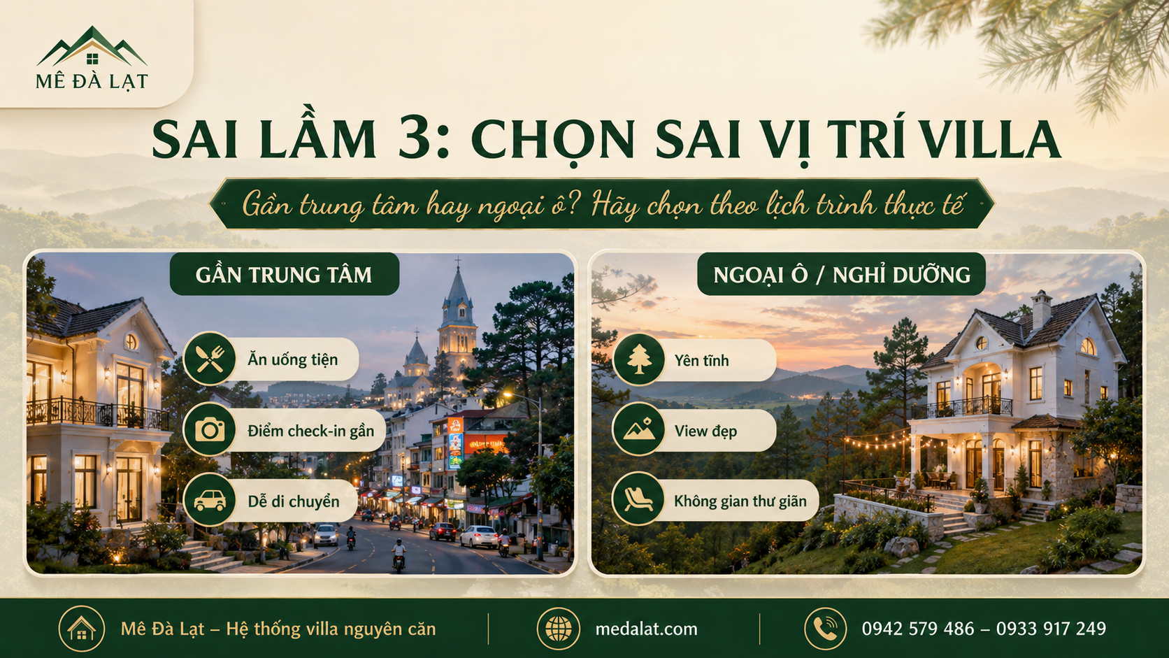 Chọn villa Đà Lạt gần trung tâm hay ngoại ô
