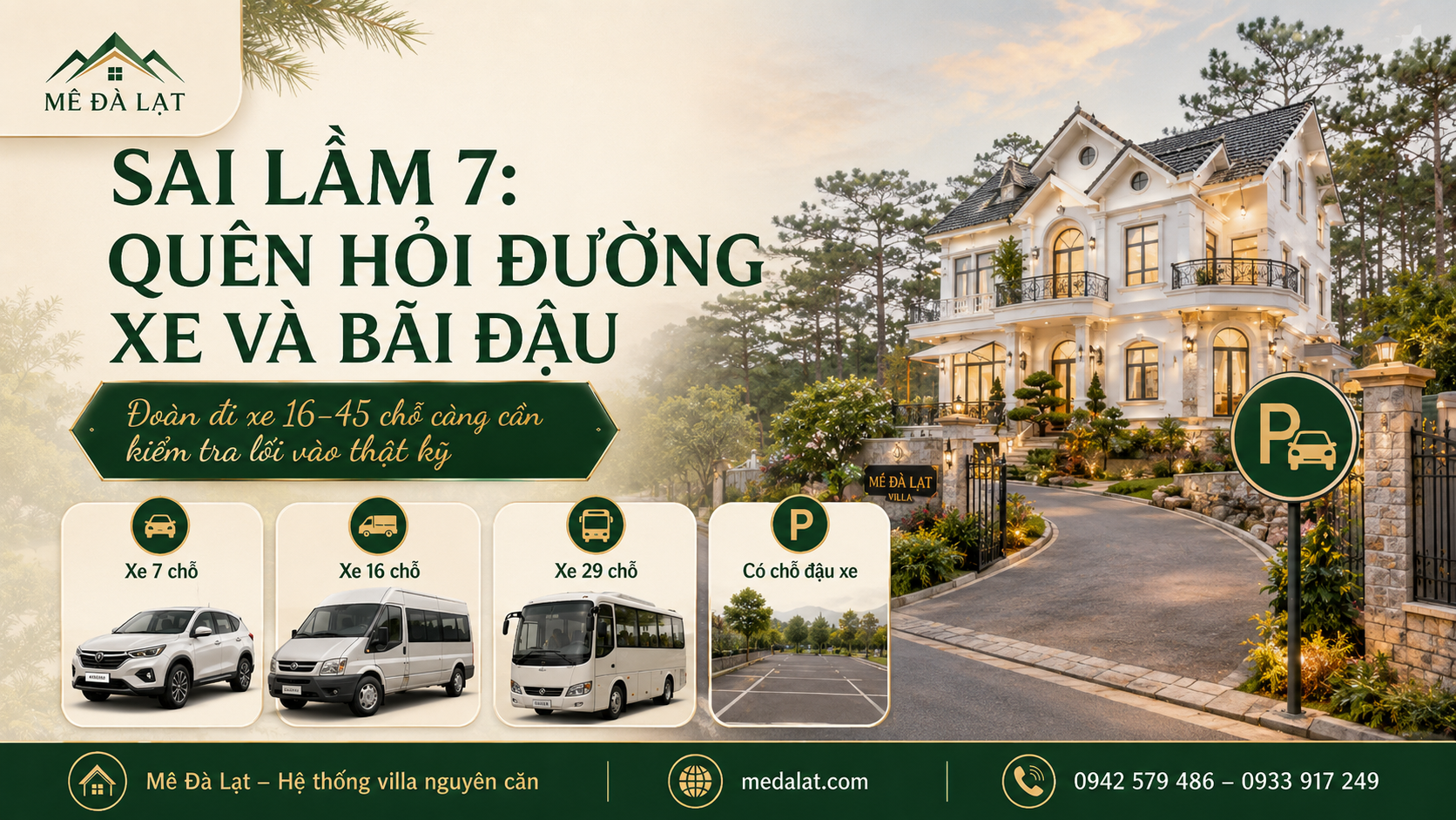 Villa Đà Lạt có chỗ đậu xe rộng