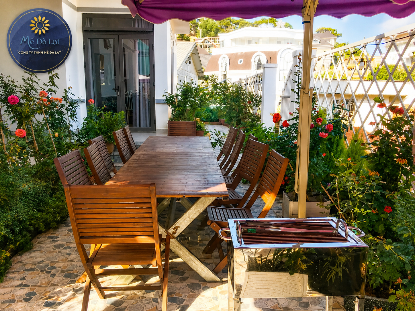Sân vườn BBQ Villa Tô Hiến Thành Đà Lạt cho nhóm đông