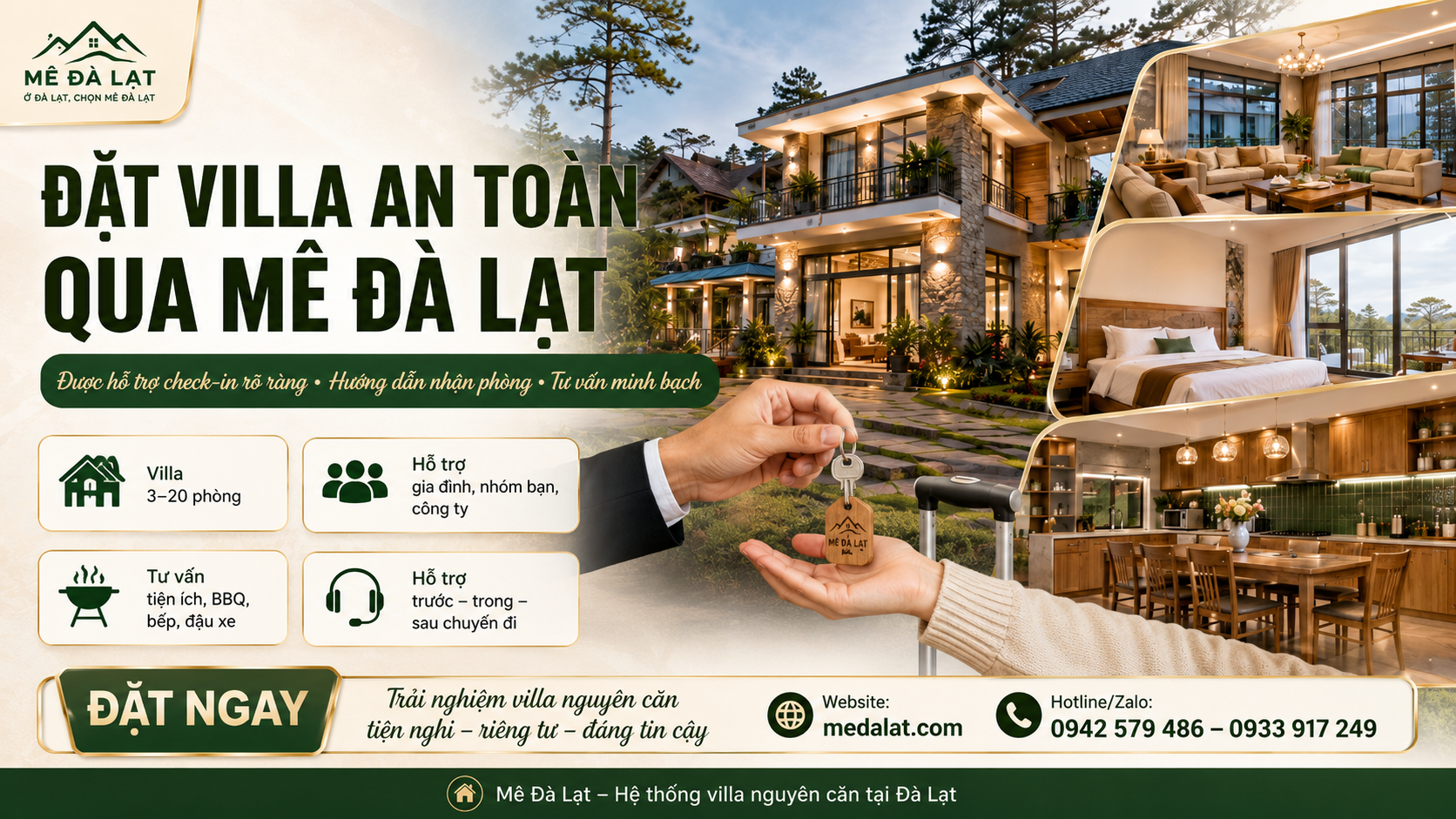  Đặt villa qua Mê Đà Lạt được hỗ trợ kiểm tra và nhận phòng rõ ràng