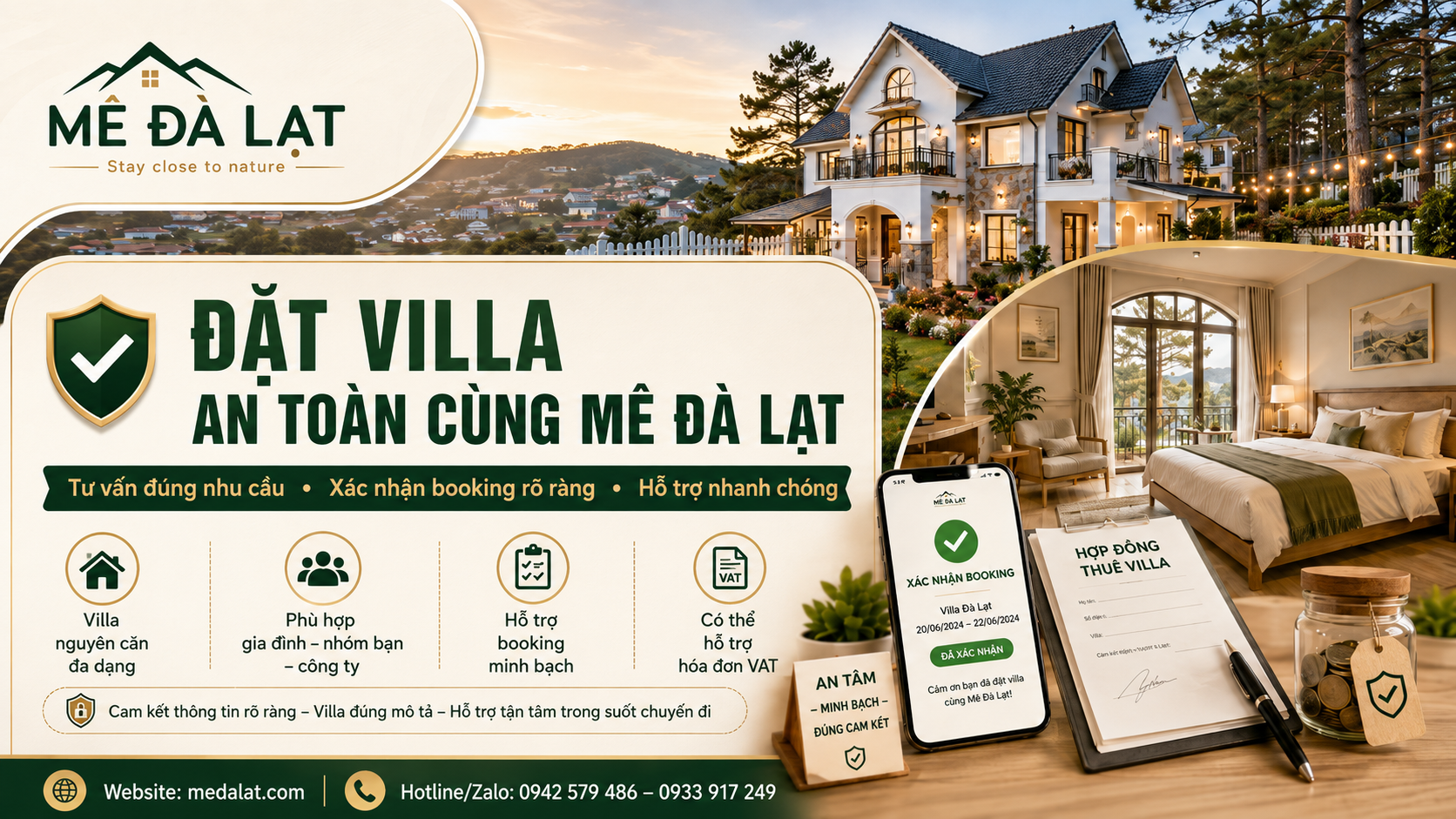 Đặt villa nguyên căn qua Mê Đà Lạt có xác nhận booking rõ ràng