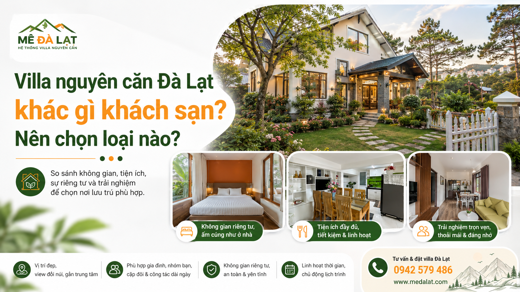Villa nguyên căn Đà Lạt khác gì khách sạn nên chọn loại nào