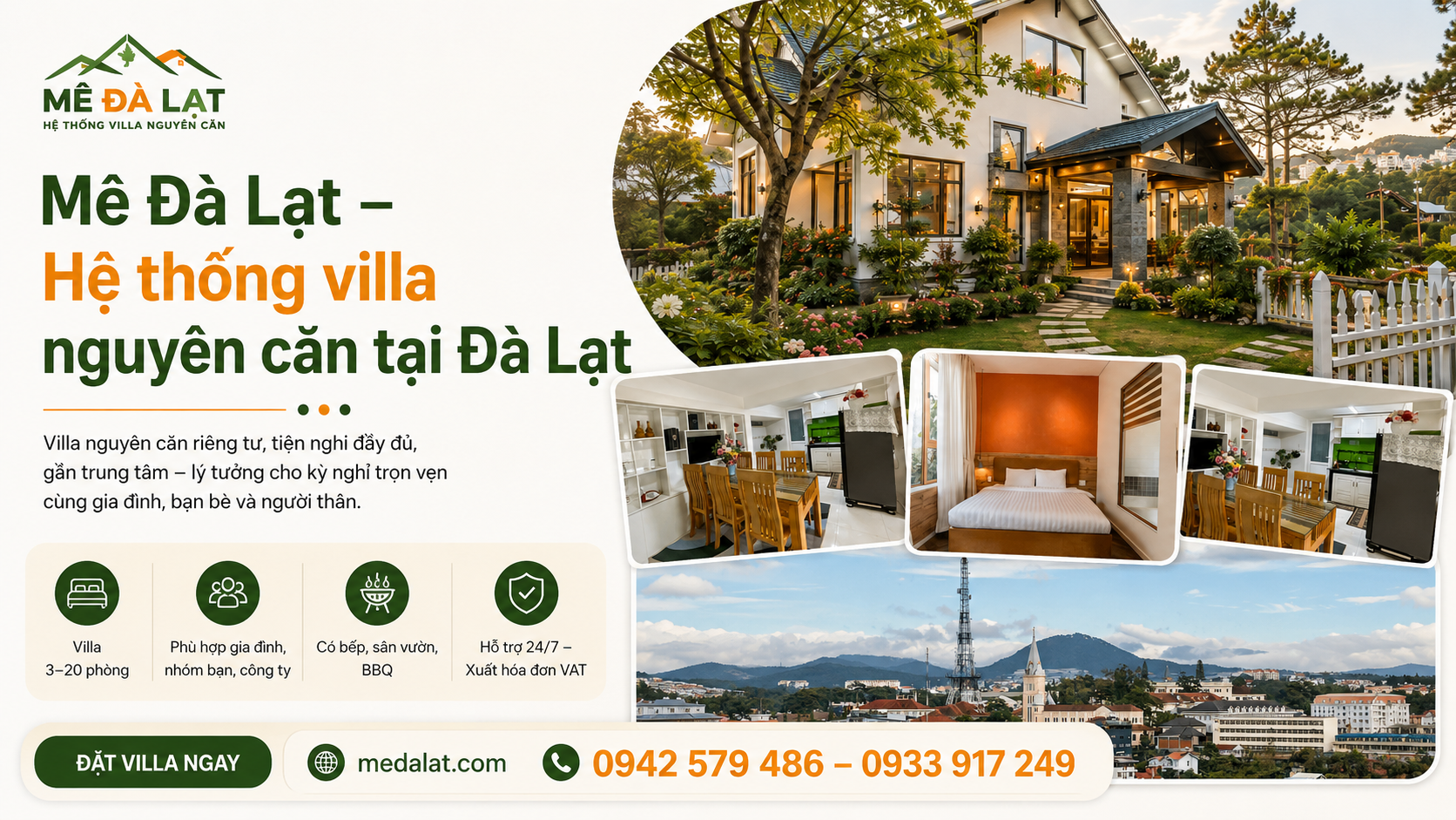 Mê Đà Lạt hệ thống villa nguyên căn Đà Lạt đa dạng cho gia đình nhóm bạn công ty