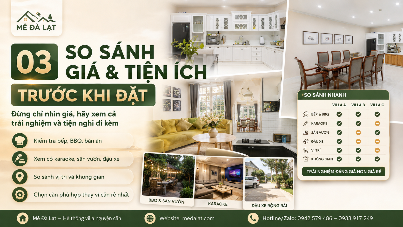So sánh giá và tiện ích villa Đà Lạt trước khi đặt mùa cao điểm