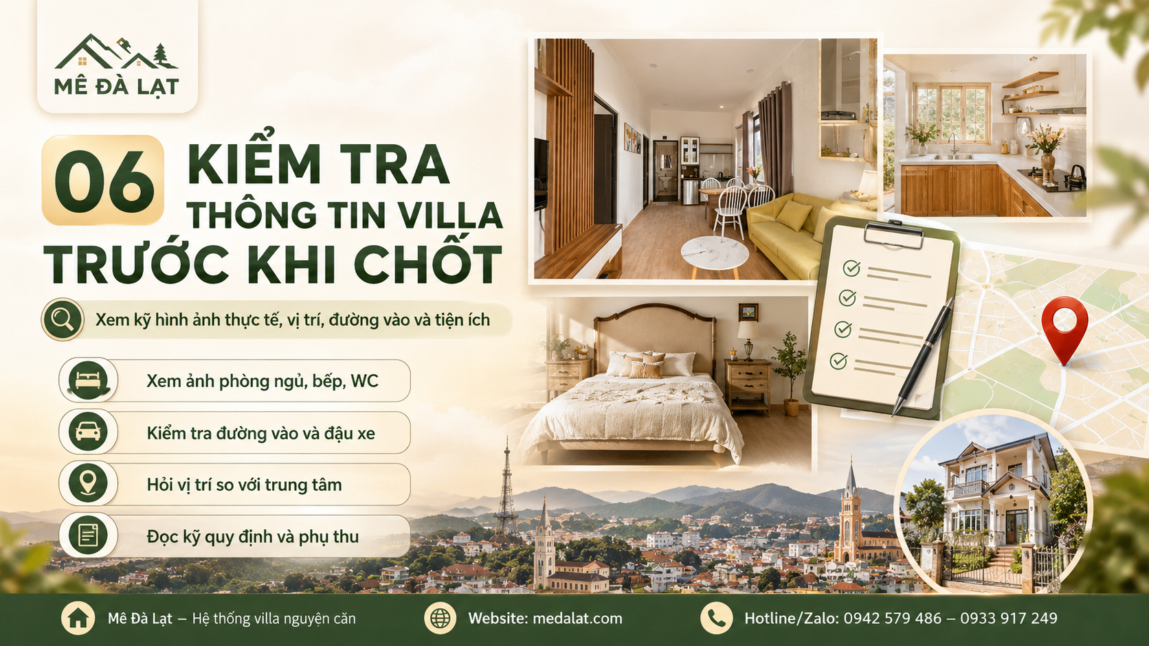 Kiểm tra hình ảnh vị trí và thông tin villa Đà Lạt trước khi chốt đặt