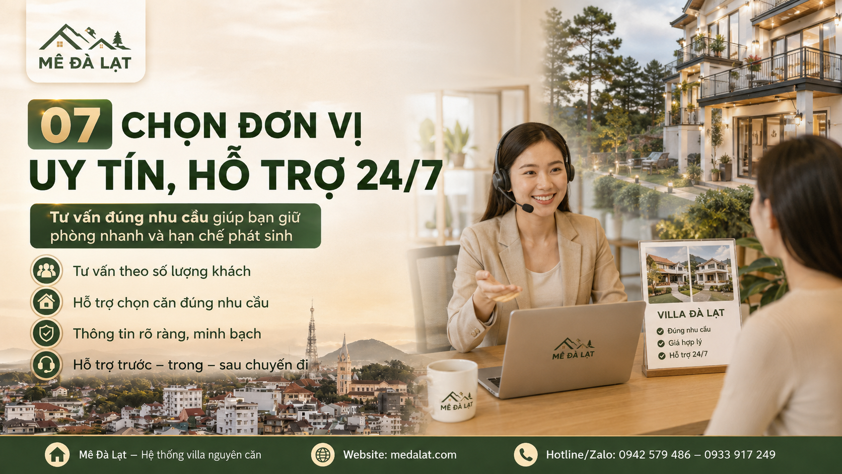 Chọn đơn vị đặt villa Đà Lạt uy tín hỗ trợ mùa cao điểm