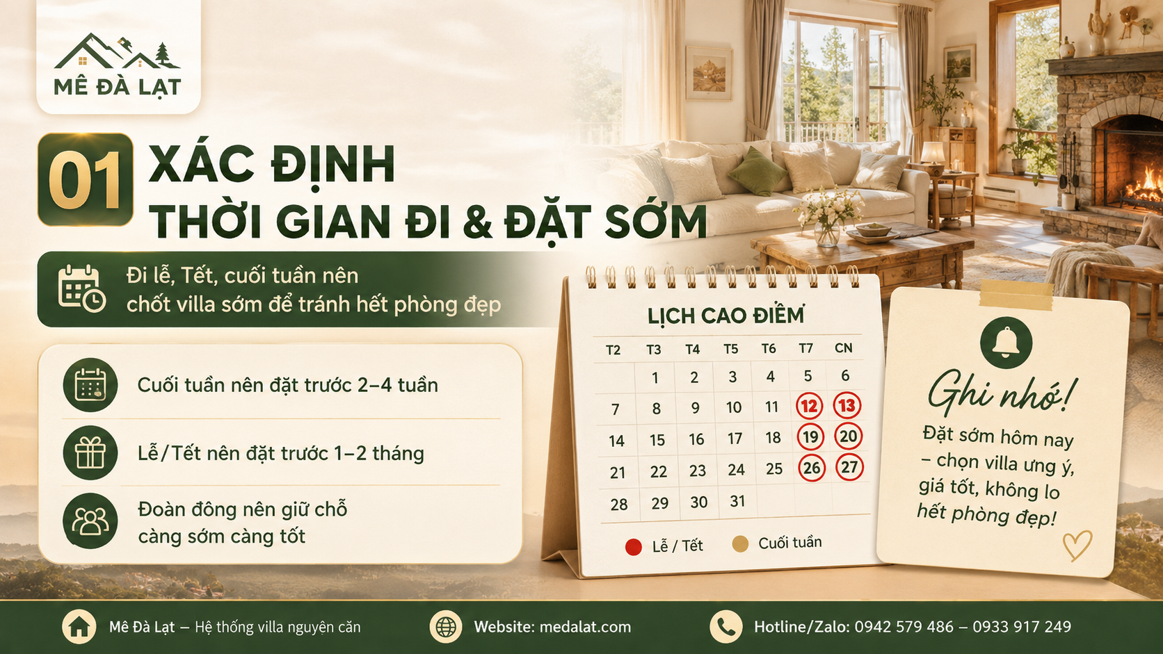 Xác định thời gian đi và đặt villa Đà Lạt sớm vào mùa cao điểm