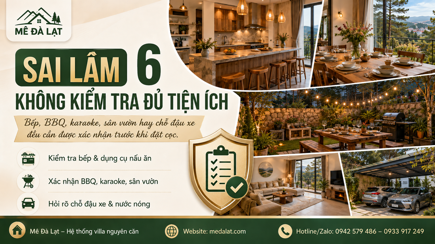 Kiểm tra bếp BBQ và tiện ích khi thuê villa Đà Lạt