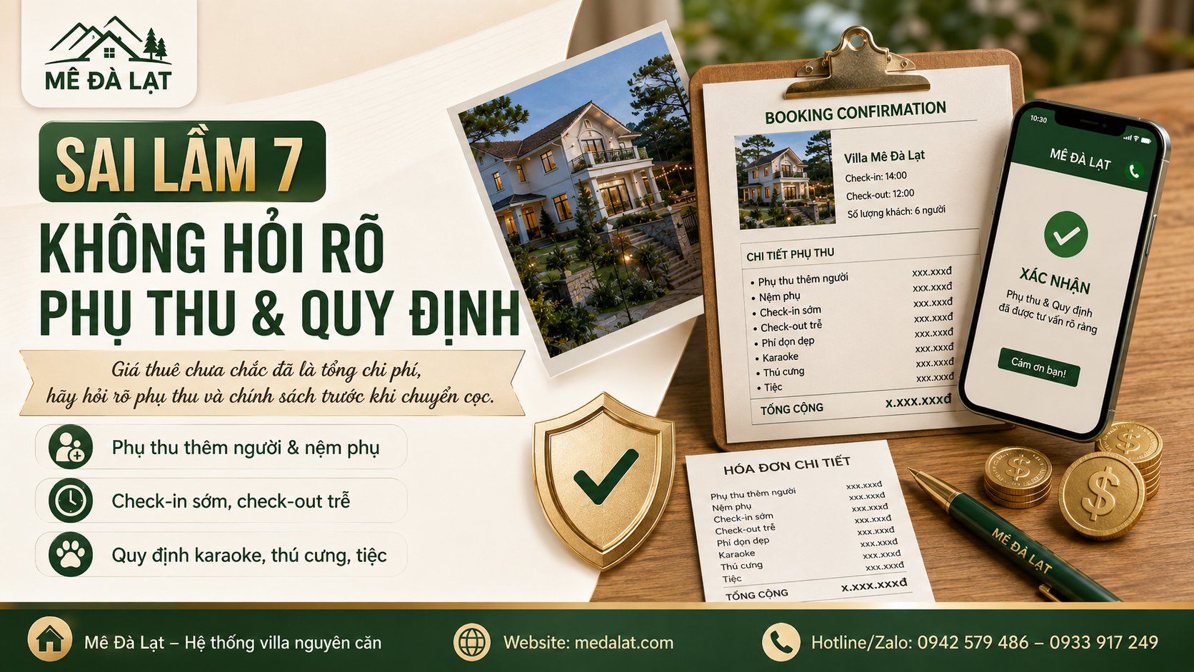 Phụ thu và chính sách cần hỏi khi thuê villa Đà Lạt