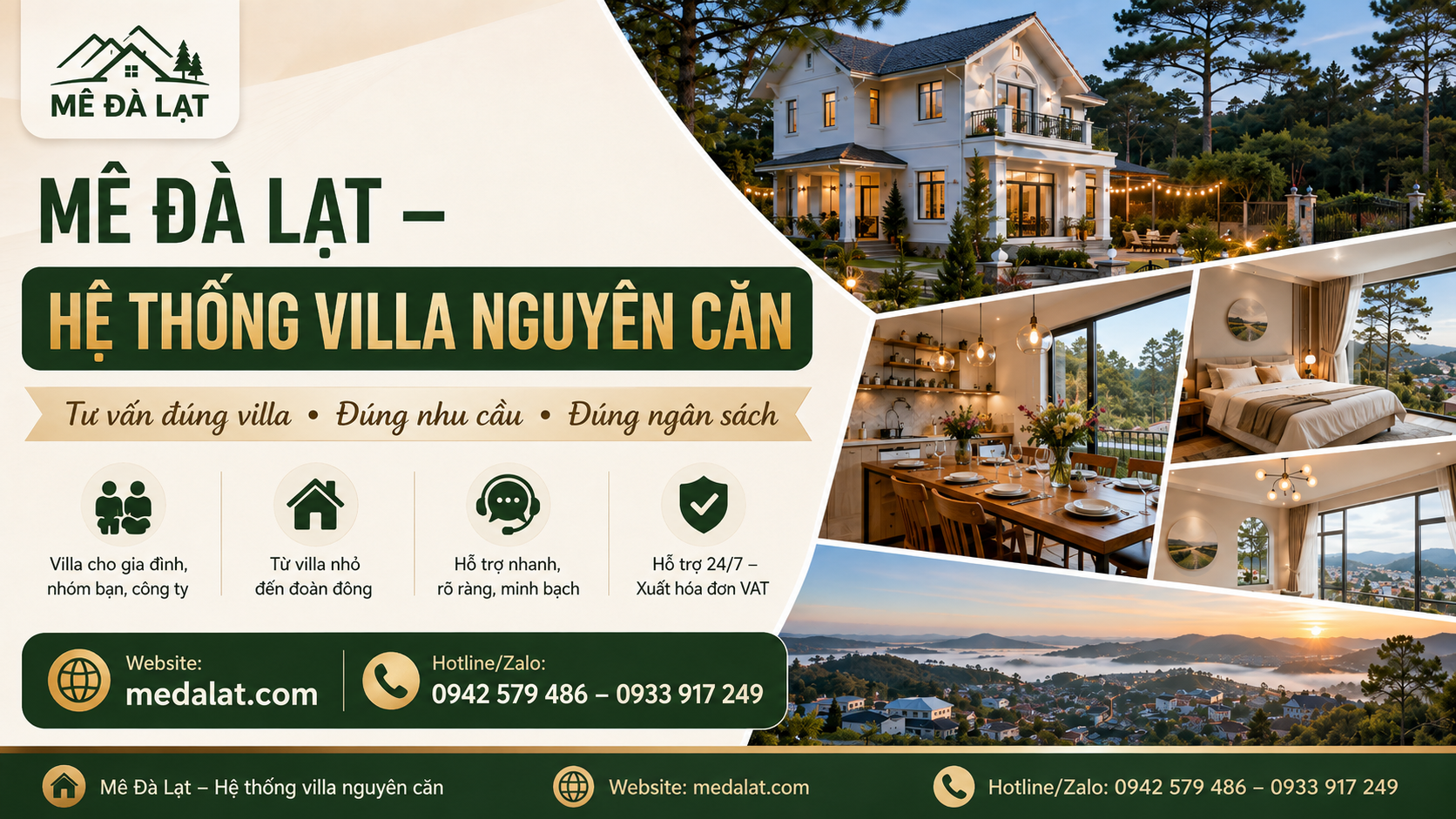 Hệ thống villa nguyên căn Mê Đà Lạt cho gia đình nhóm bạn công ty