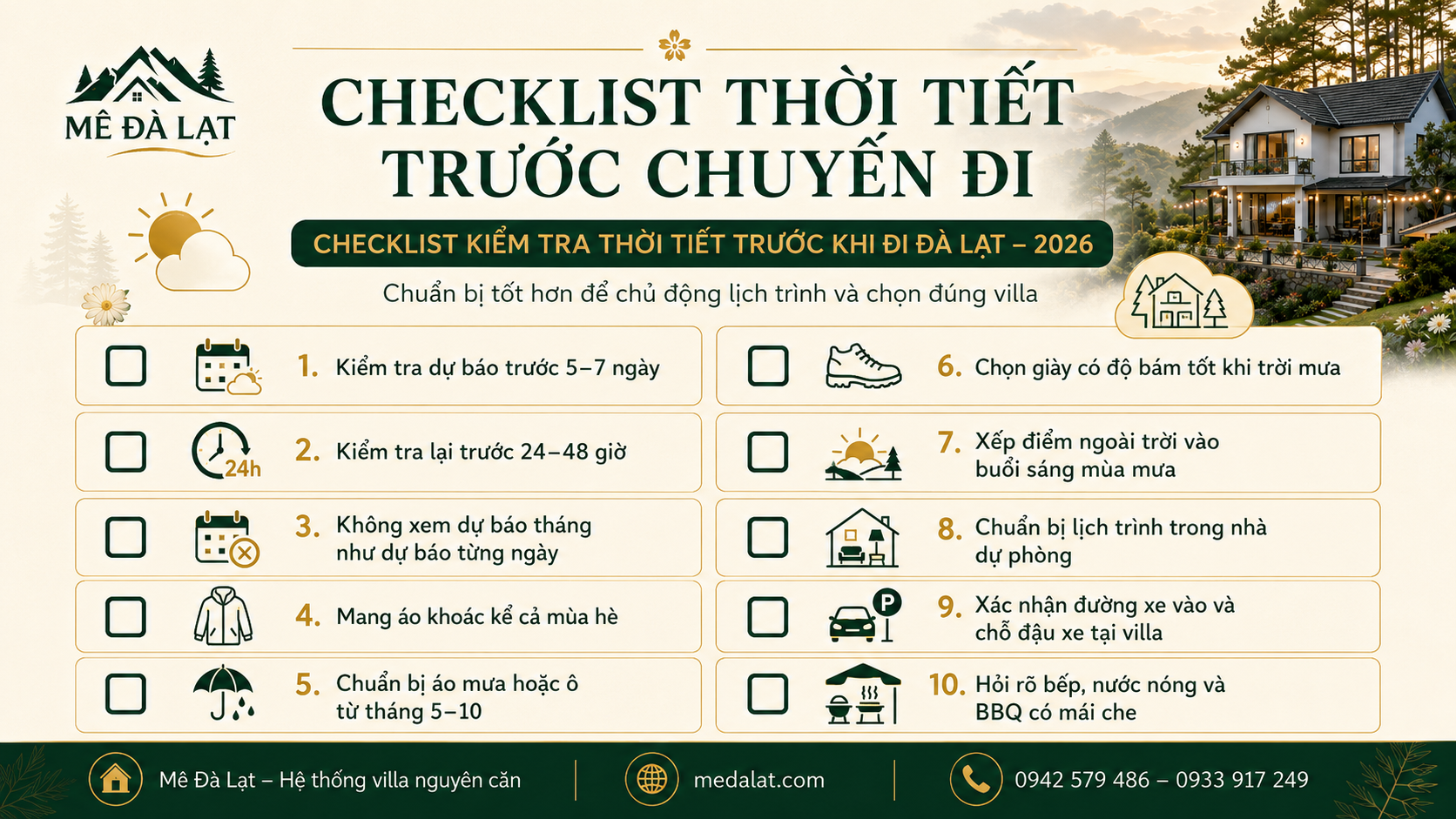 Checklist kiểm tra thời tiết trước khi đi Đà Lạt năm 2026