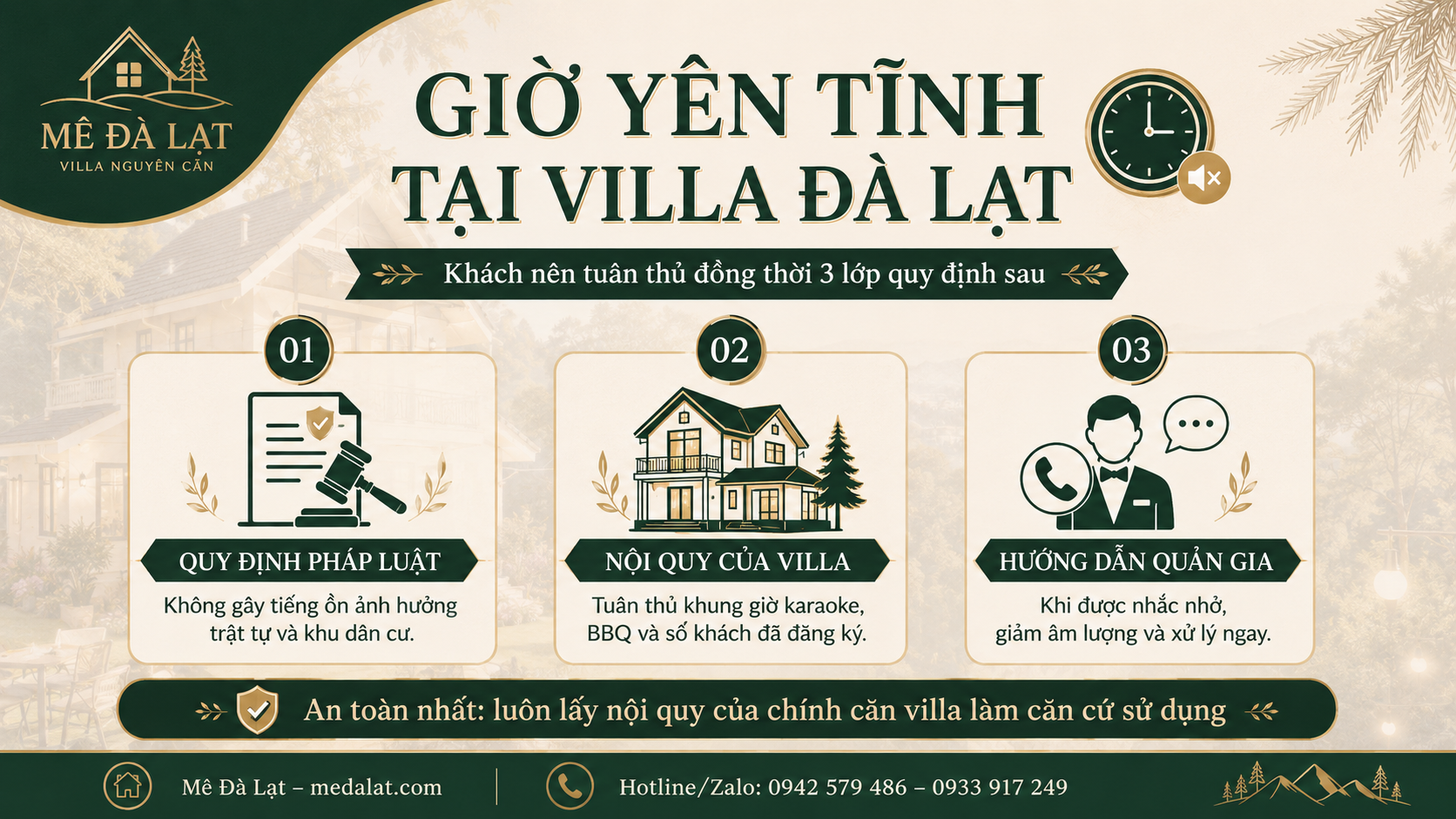 Quy định giờ yên tĩnh khi thuê villa Đà Lạt trong khu dân cư