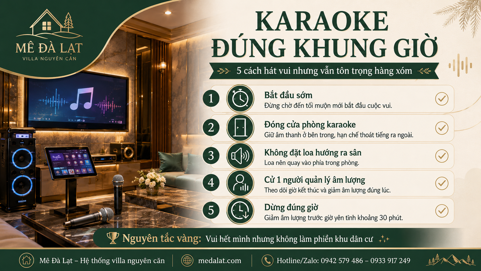 Kinh nghiệm hát karaoke tại villa Đà Lạt không ảnh hưởng hàng xóm
