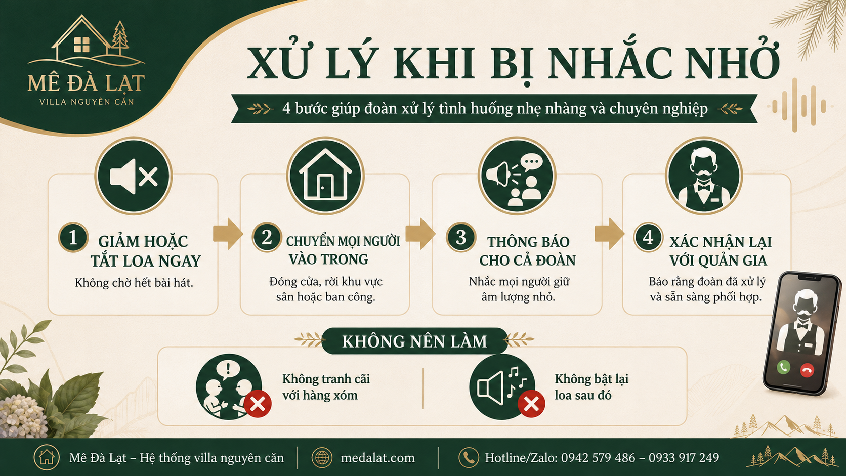 Cách xử lý khi bị nhắc nhở tiếng ồn tại villa Đà Lạt