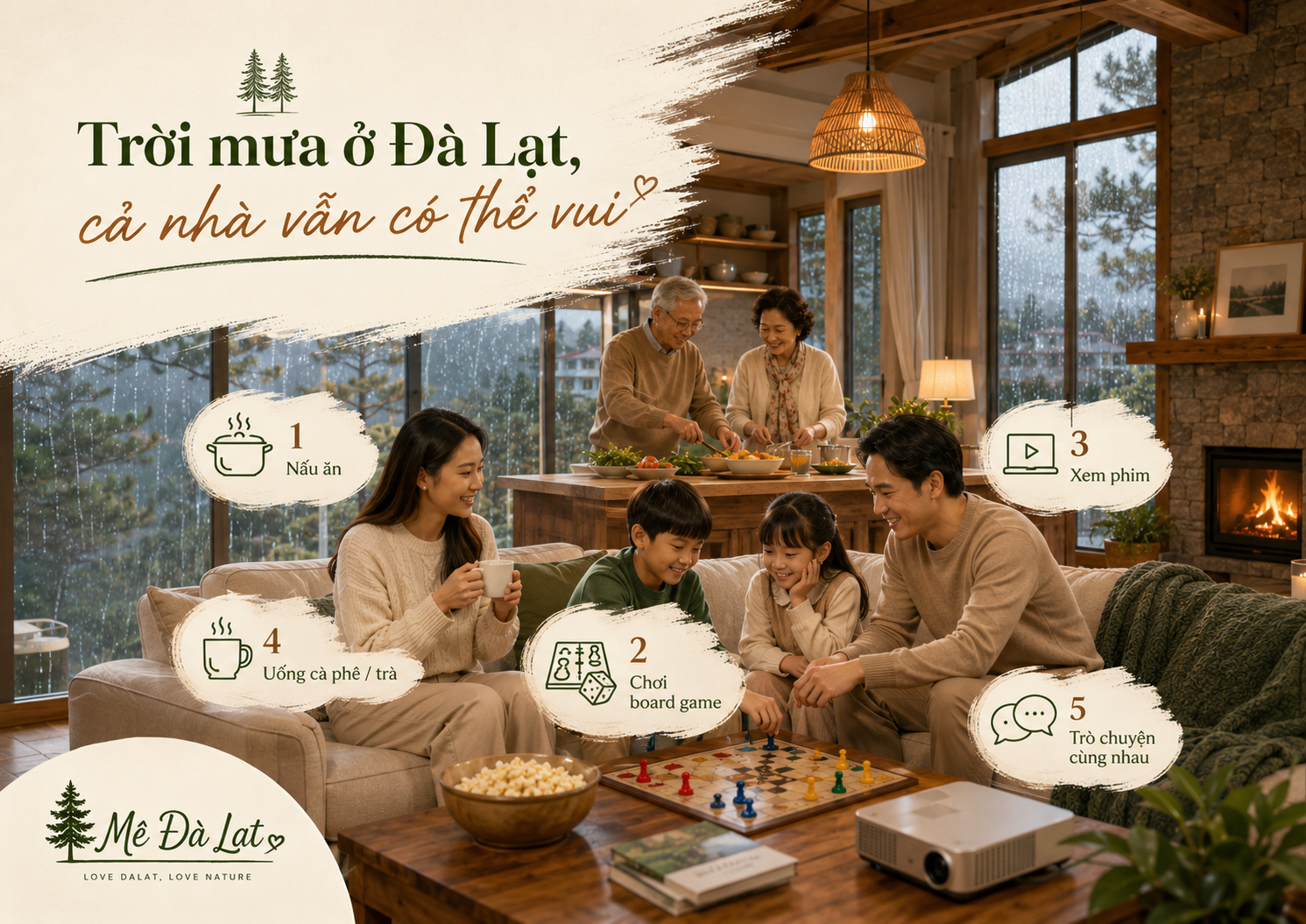 Gia đình đi Đà Lạt trời mưa nên làm gì tại nơi lưu trú