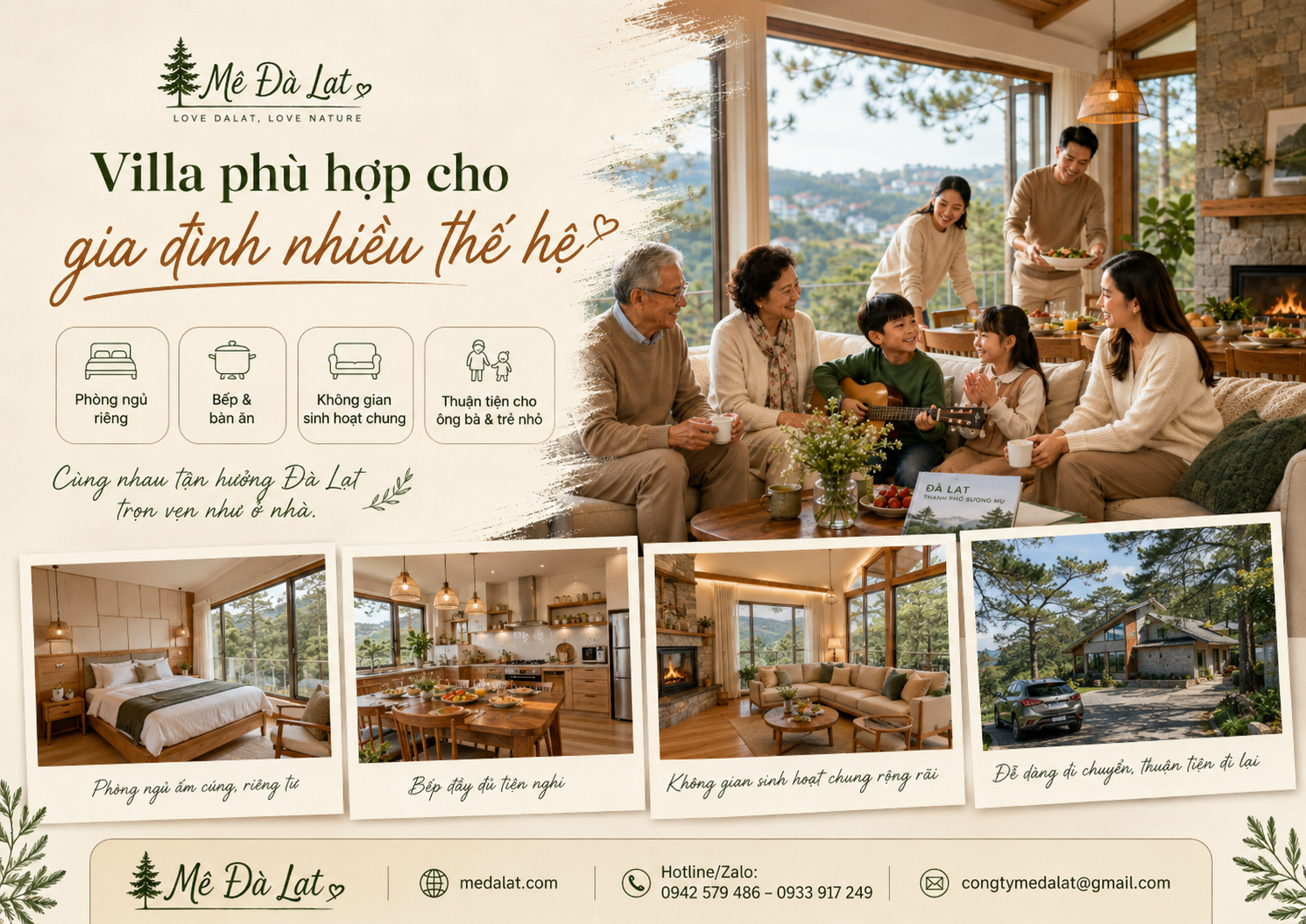 Mê Đà Lạt tư vấn villa phù hợp cho gia đình nhiều thế hệ