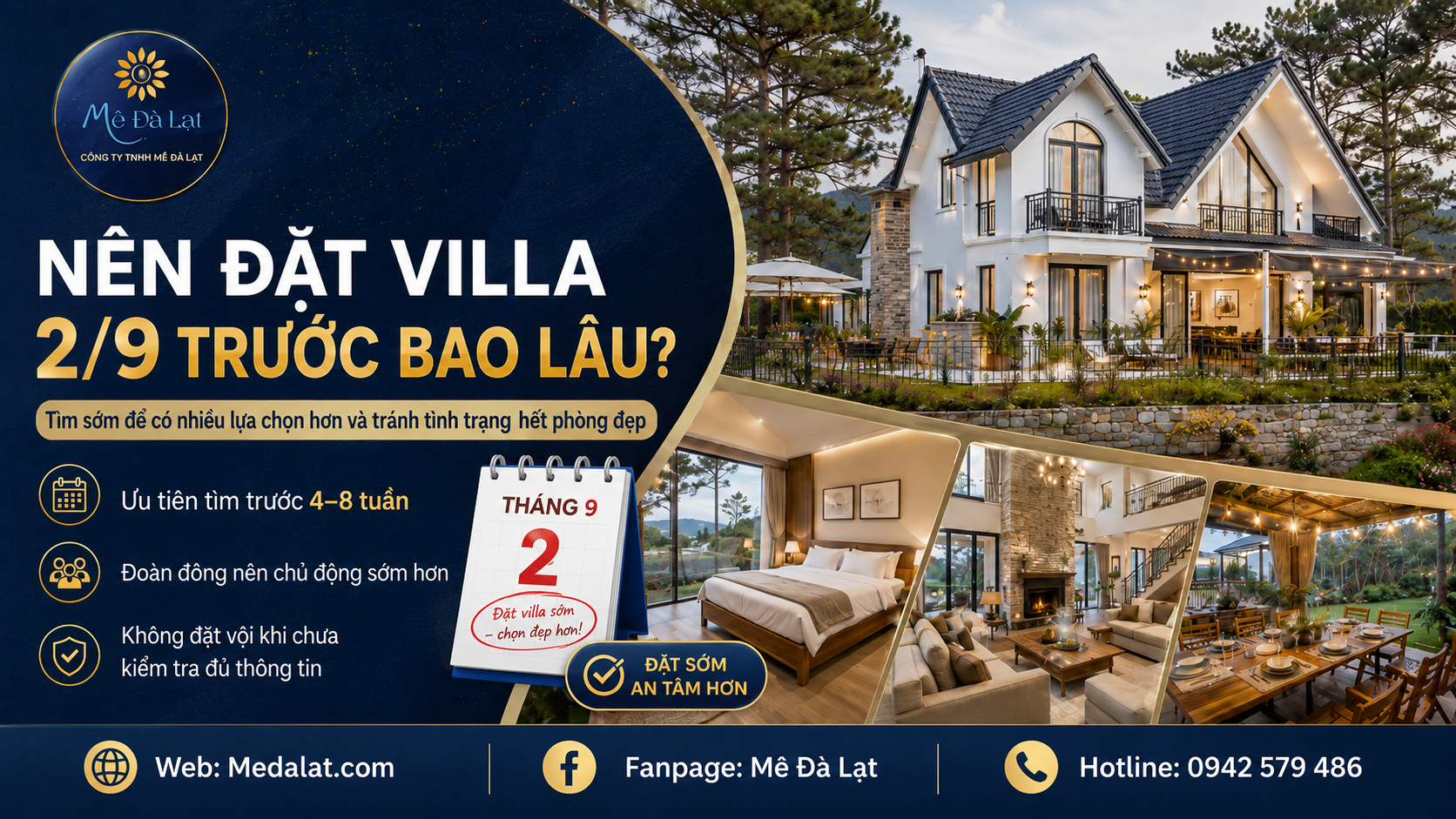 Đặt villa Đà Lạt 2/9 sớm để có nhiều lựa chọn villa đẹp
