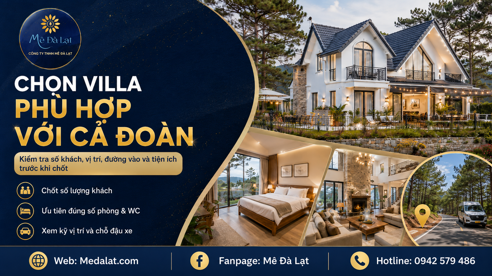 Chọn villa Đà Lạt 2/9 phù hợp số khách vị trí và tiện ích
