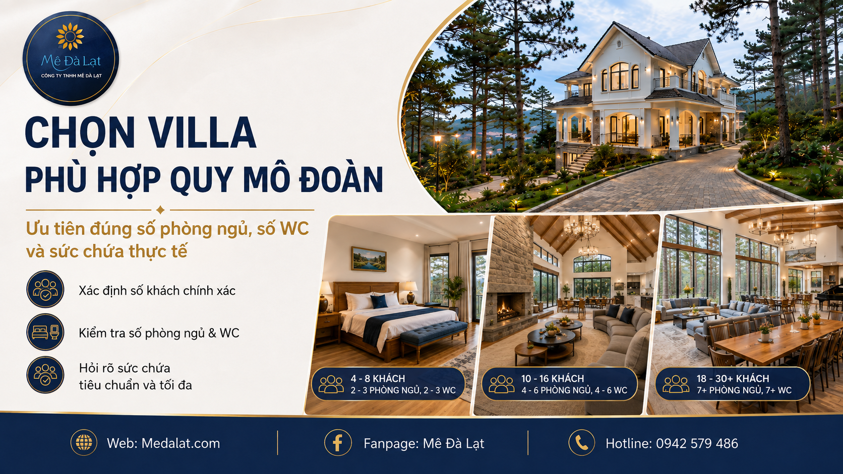Chọn villa Đà Lạt theo số lượng khách cho đoàn công ty