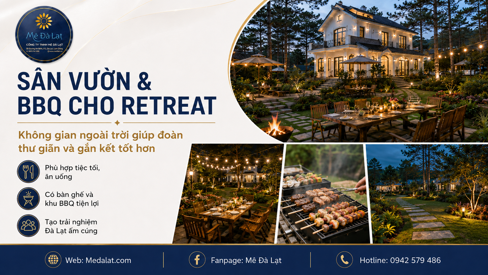Villa Đà Lạt có sân vườn BBQ cho đoàn công ty team building