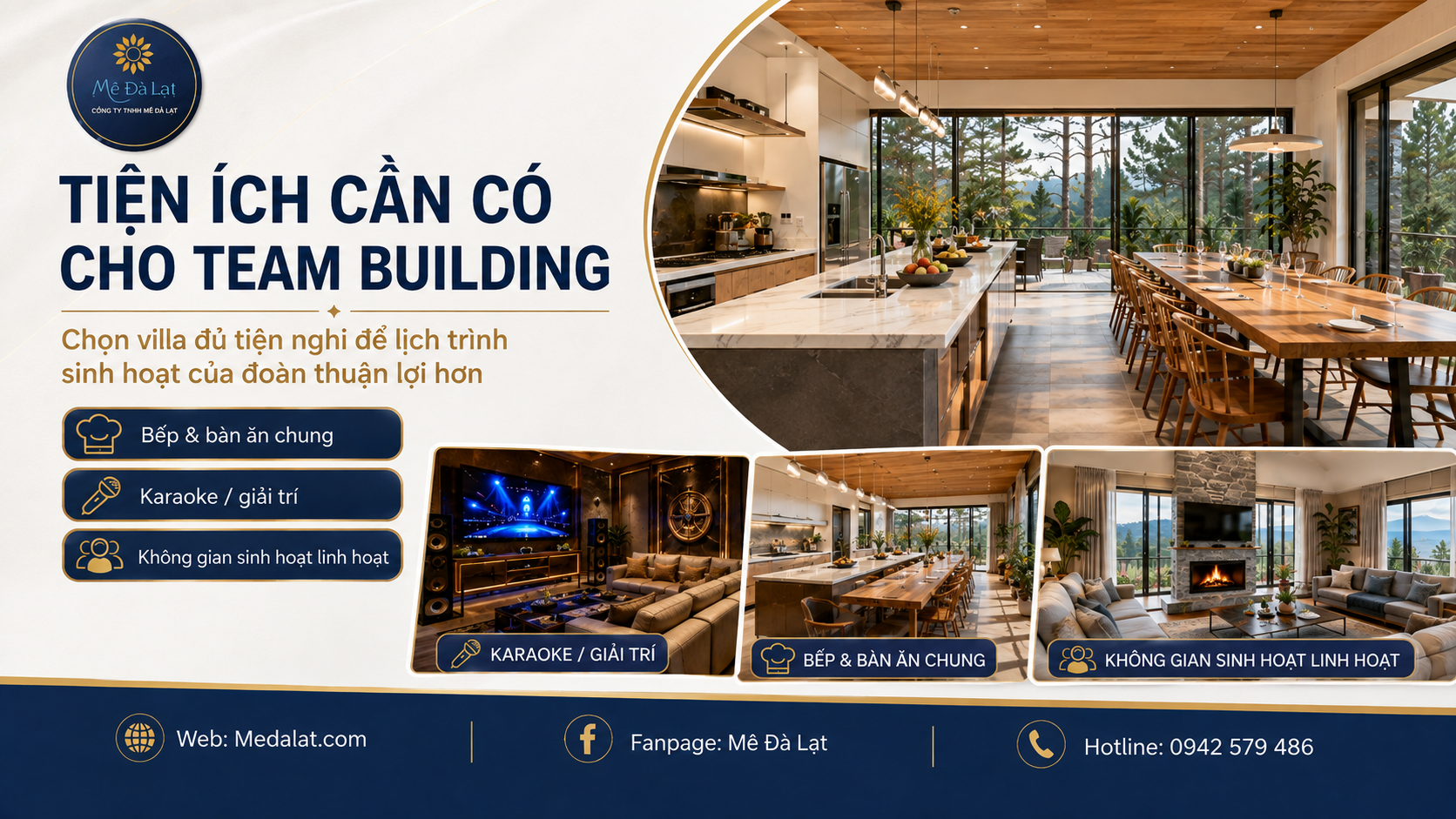 Tiện ích villa Đà Lạt cho team building retreat công ty