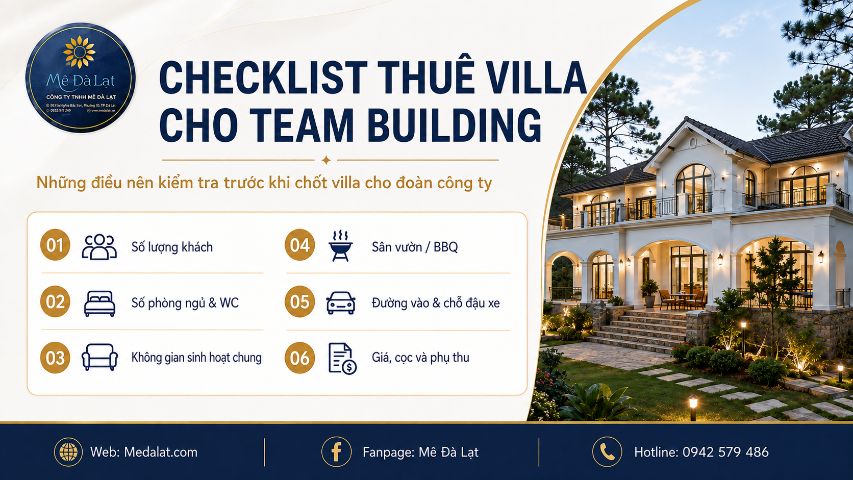 Checklist thuê villa Đà Lạt cho team building retreat