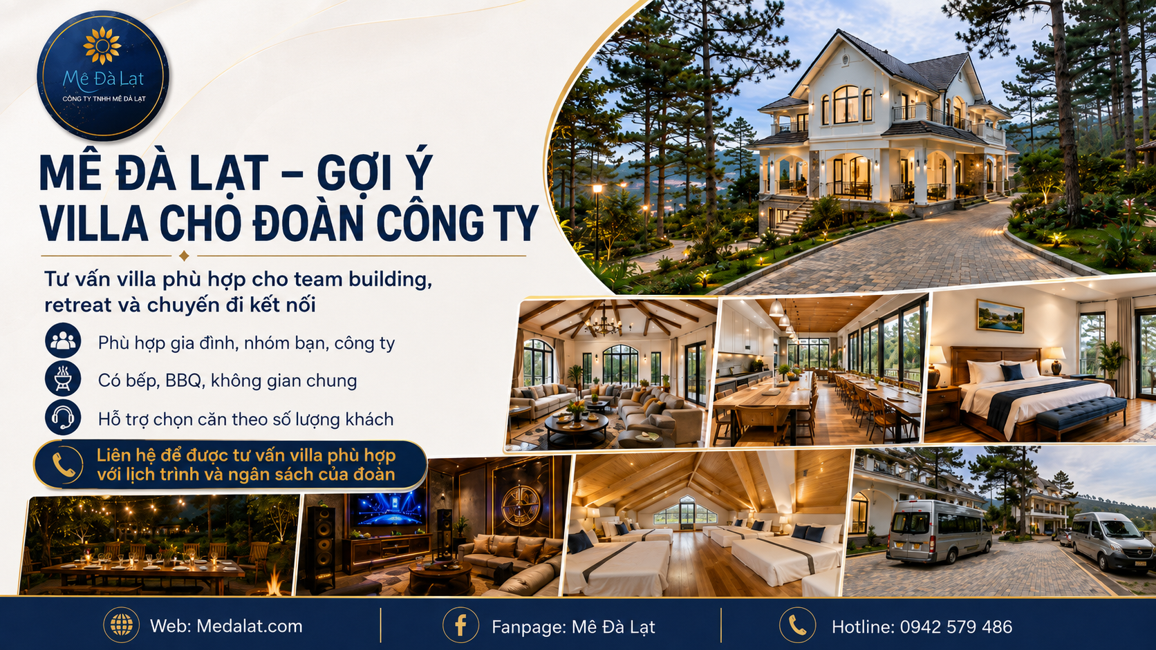 Hệ thống villa Mê Đà Lạt cho đoàn công ty team building retreat